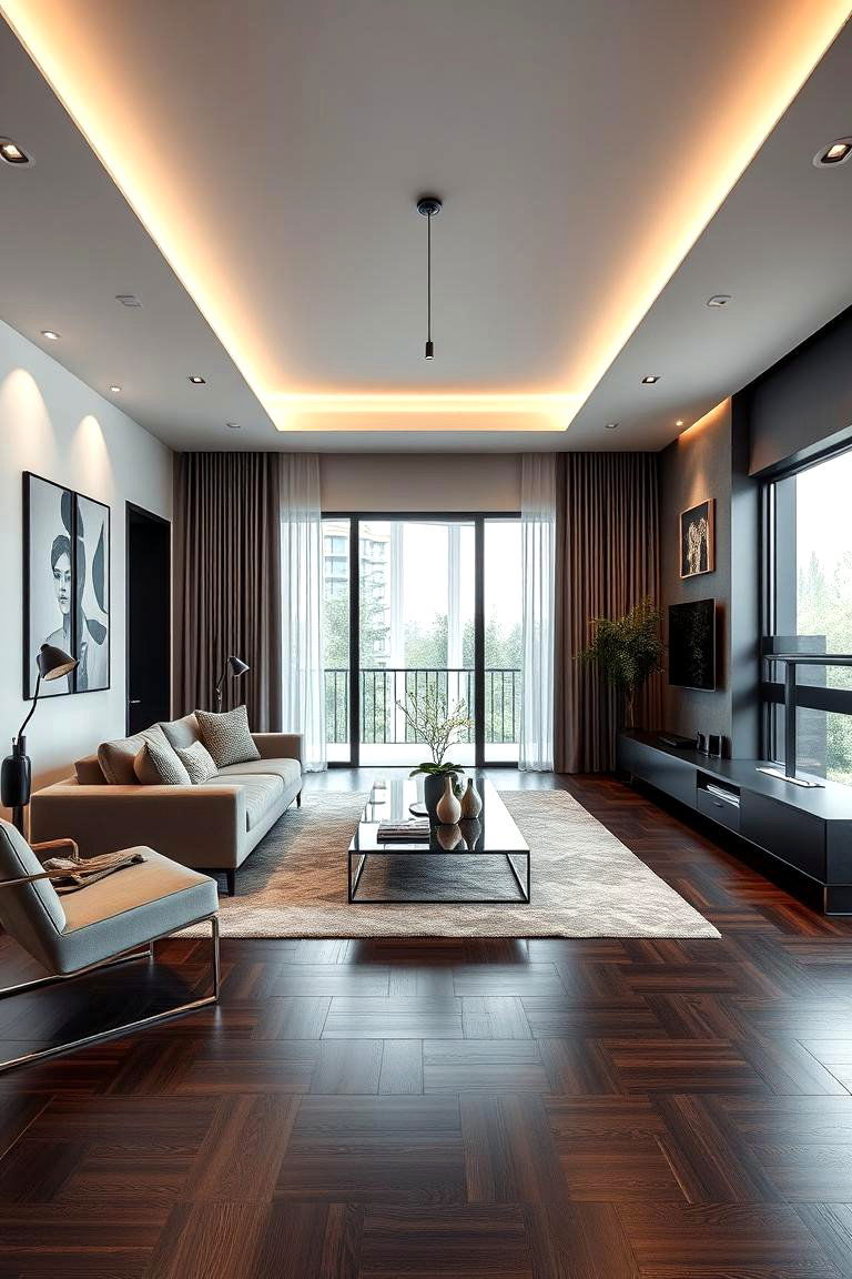 Sleek Modern Decor and Rich Browns - 24 Dark Brown Floor Living Room Ideas