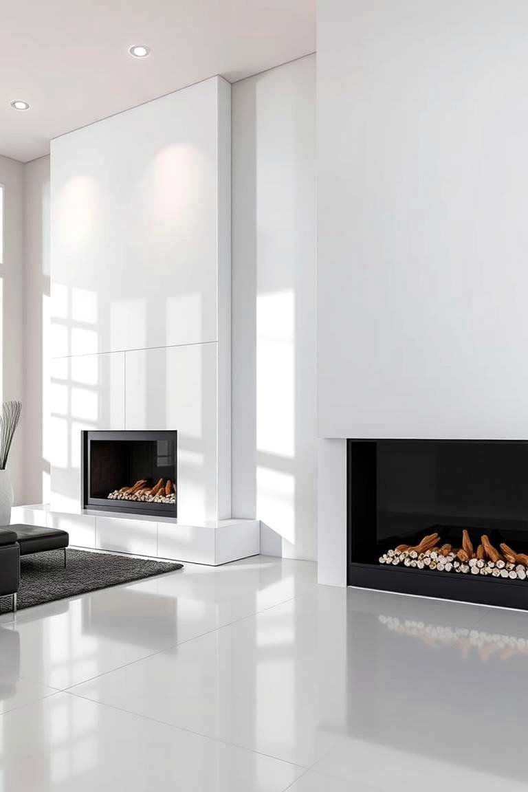 Sleek Modern Lines - 24 Black and White Fireplace Ideas