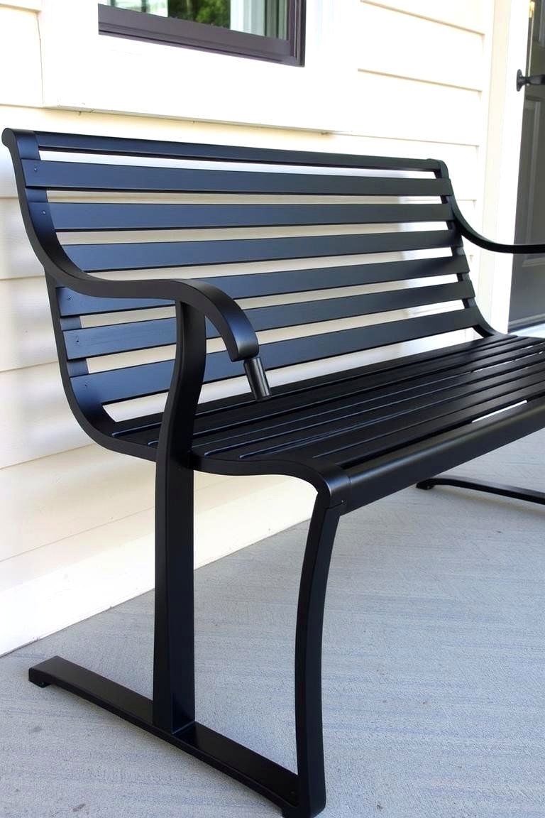 Sleek Modern Metal Bench for a Contemporary Touch - 24 Front Porch Bench Ideas