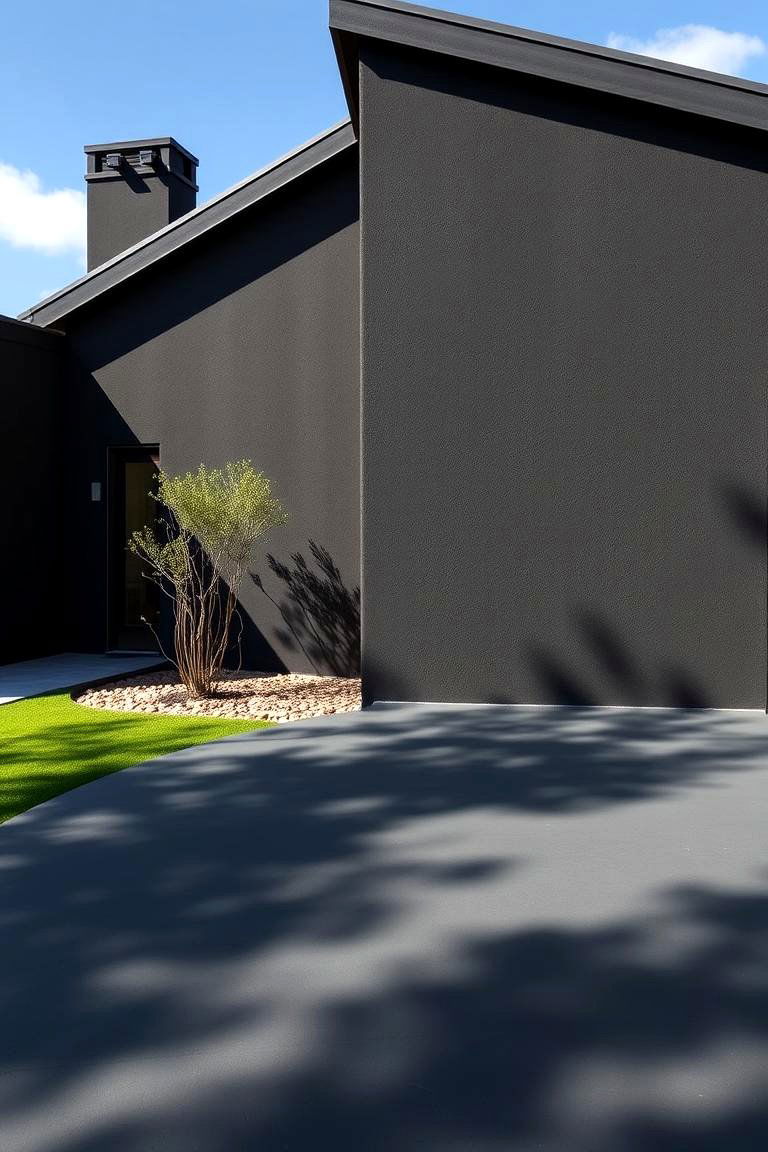 Sleek Outdoor Facade - 24 Black Stucco House Ideas