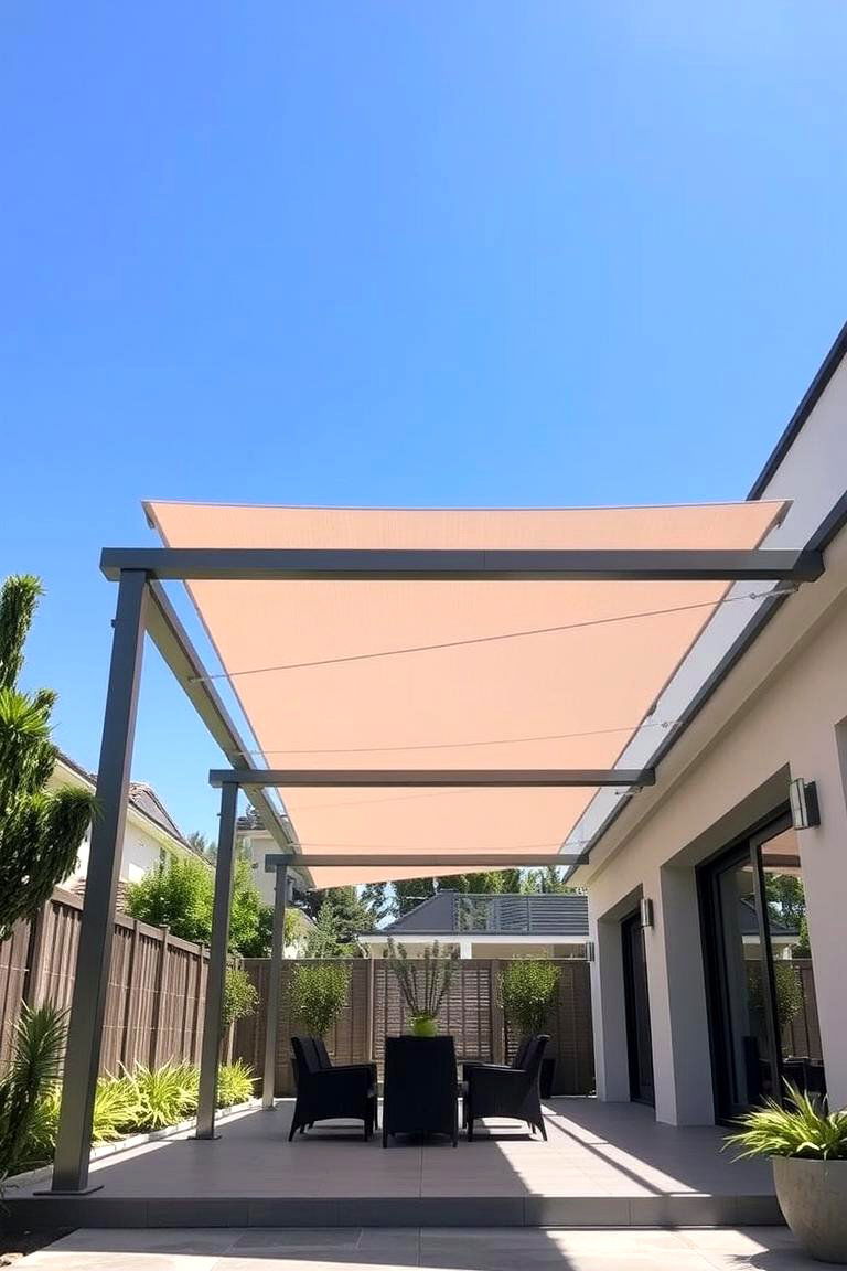 Sleek Pergola Shade with Retractable Canopy - 24 Pergola Shade Ideas