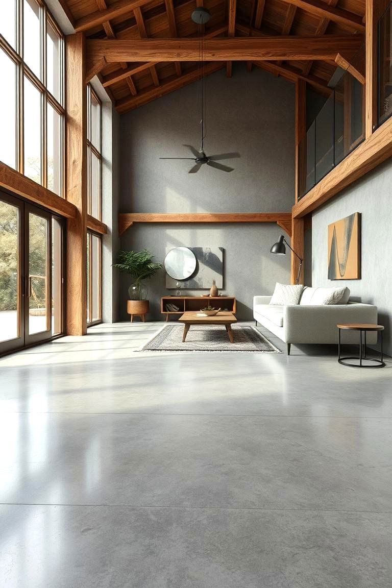 Sleek Polished Finish - 24 Rustic Concrete Floor Living Room Ideas