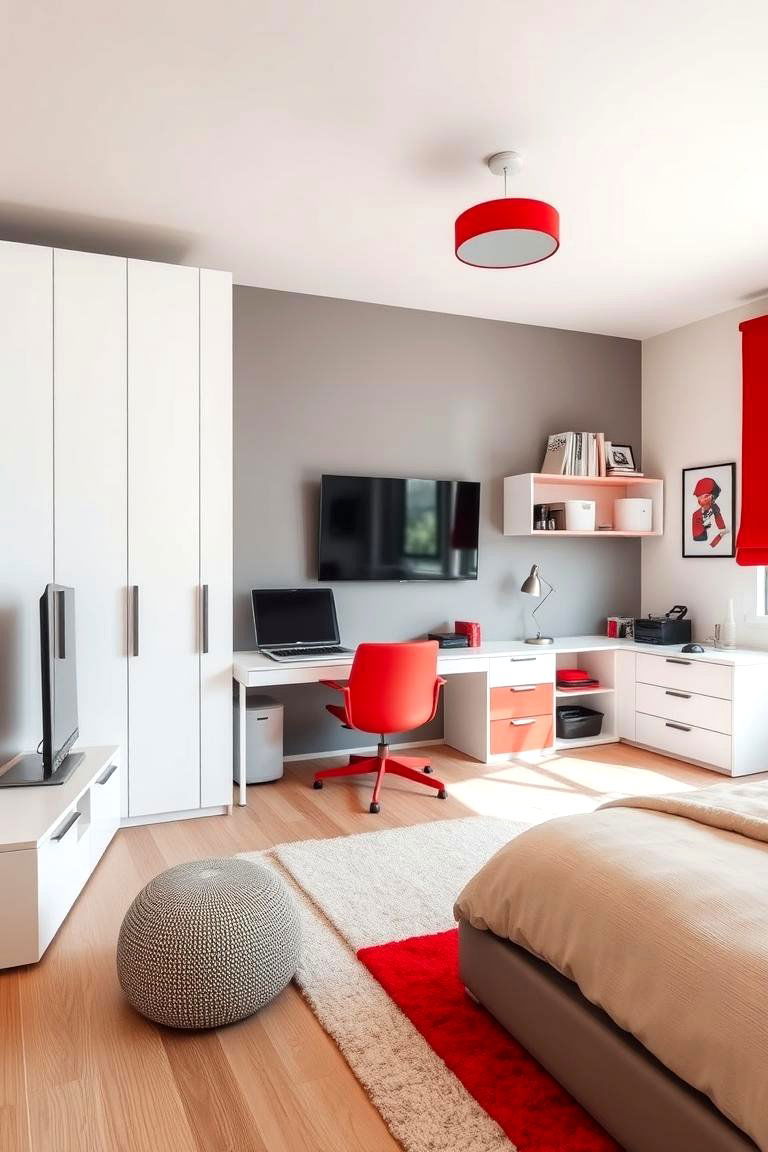 Sleek Red Minimalist Design - 24 Red Boy Room Ideas
