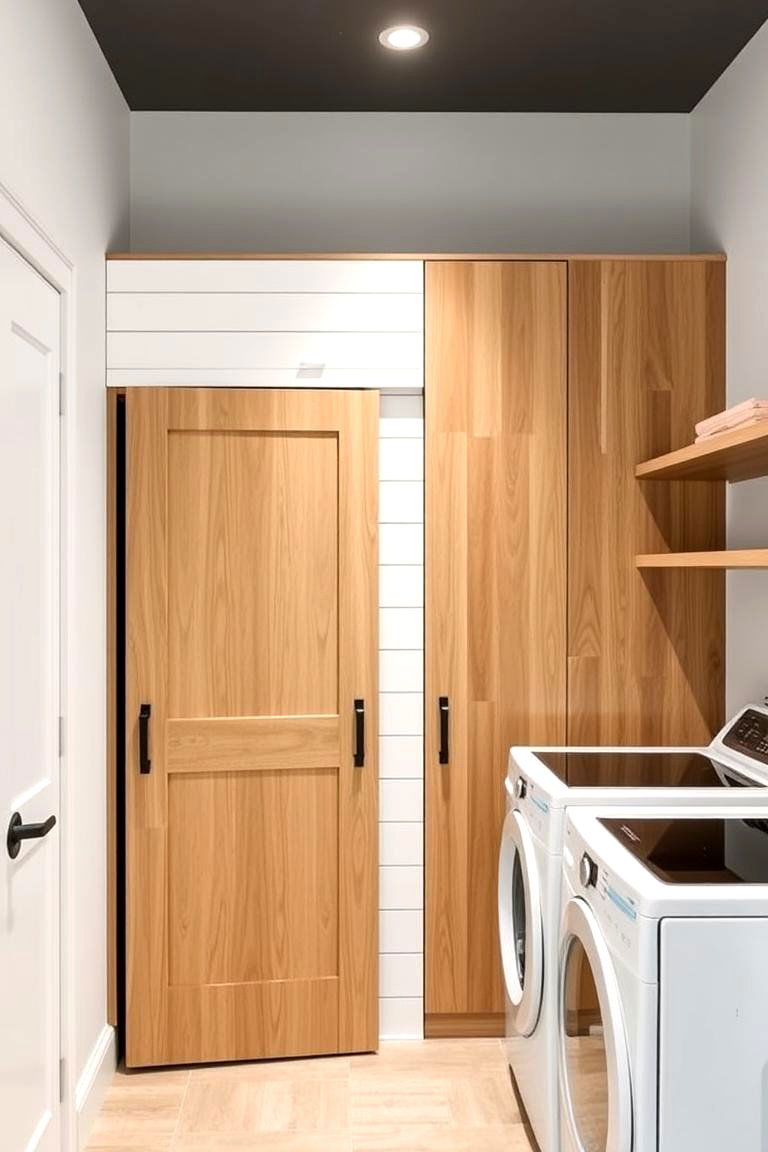 Sleek Shiplap Closet Door Facade - 24 Shiplap Laundry Room Ideas