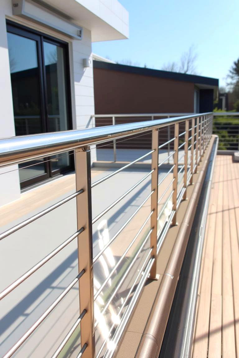 Sleek Stainless Steel Elegance - 24 Horizontal Deck Railing Ideas