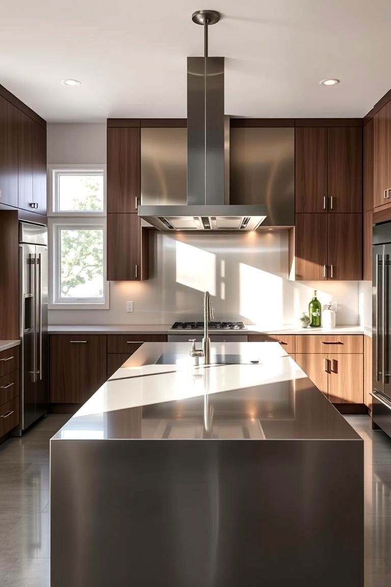 Sleek Stainless Steel Panels - 24 Kitchen Island Back Panel Ideas