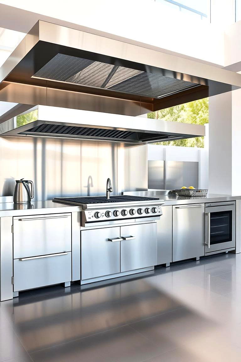 Sleek Stainless Steel Setup - 24 Luxury Outdoor Kitchen Ideas