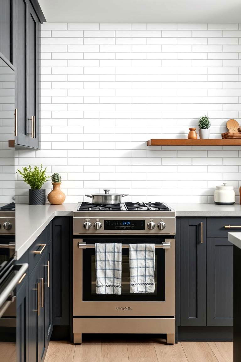Sleek Subway Tile Design - 24 Kitchen Accent Wall Ideas