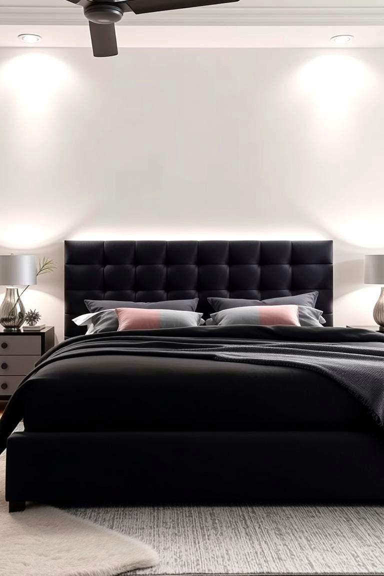 Sleek Upholstered Design - 24 Black Headboard Bedroom Ideas