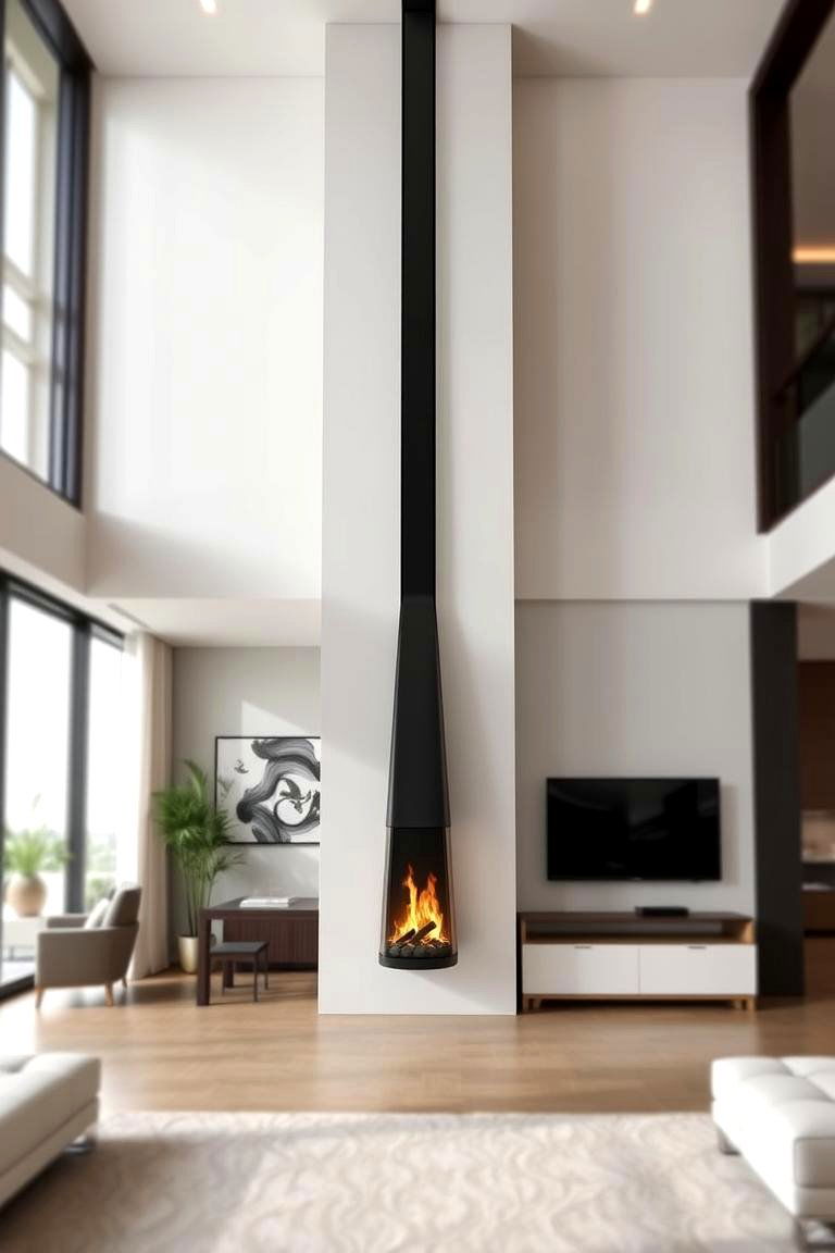 Sleek Vertical Fireplace - 24 Floor to Ceiling Fireplace Ideas