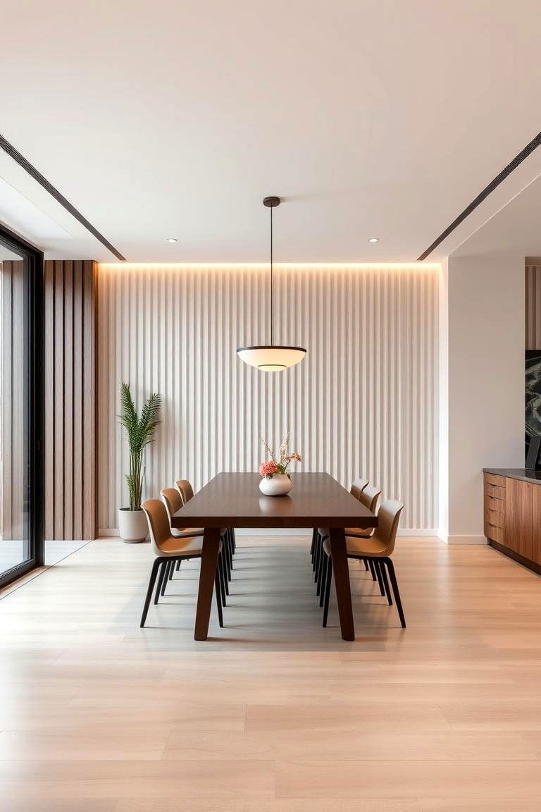 Sleek Vertical Slat Paneling - 24 Dining Room Wall Paneling Ideas