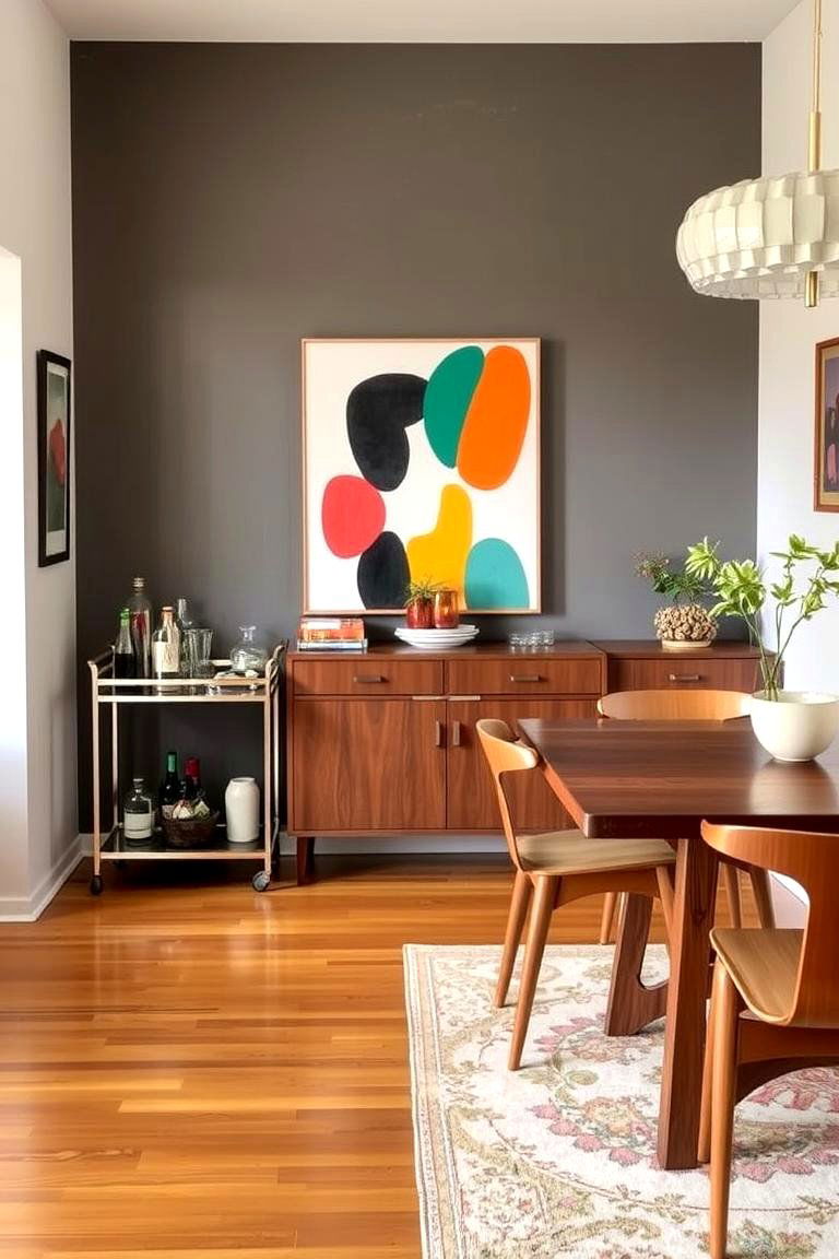 Sleek and Functional Bar Carts - 24 Mid-century Modern Dining Rooms