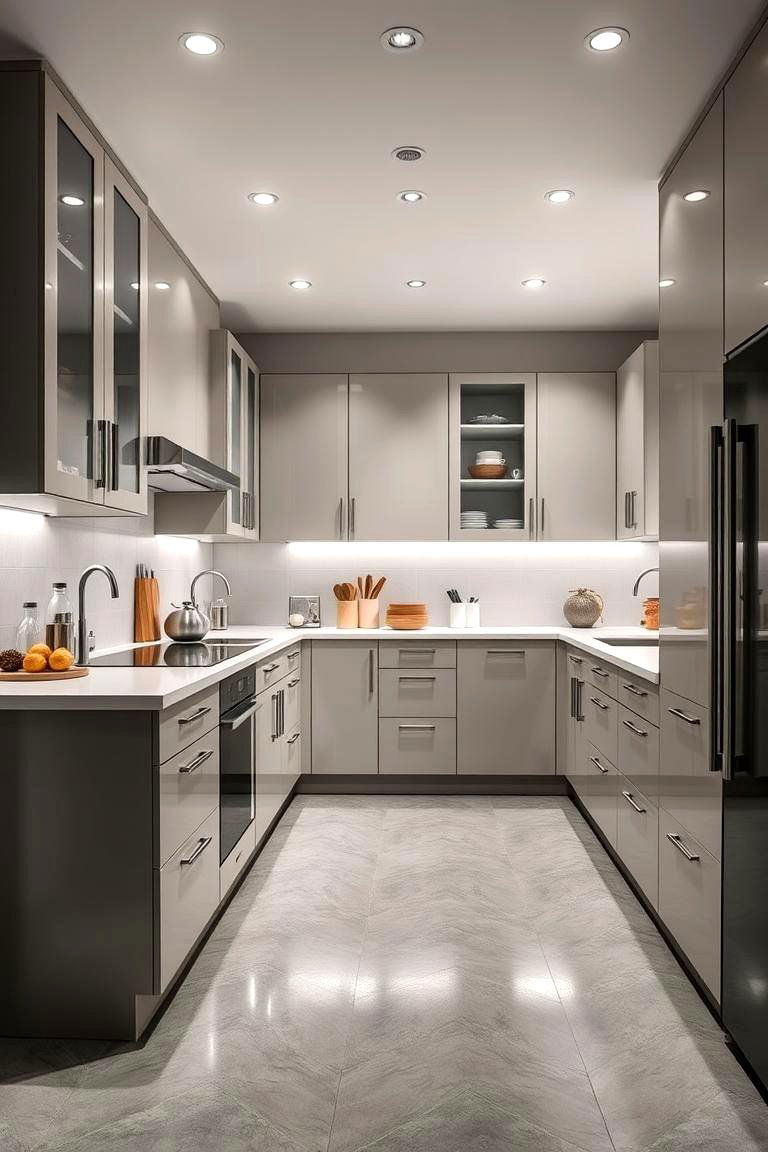 Sleek and Functional Layout - 24 Kitchens With Grey Floors
