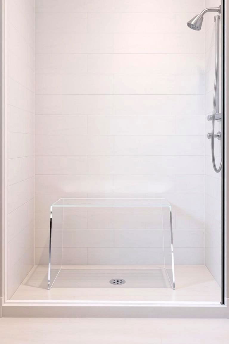 Sleek and Modern Acrylic Shower Bench - 24 Shower Bench Ideas