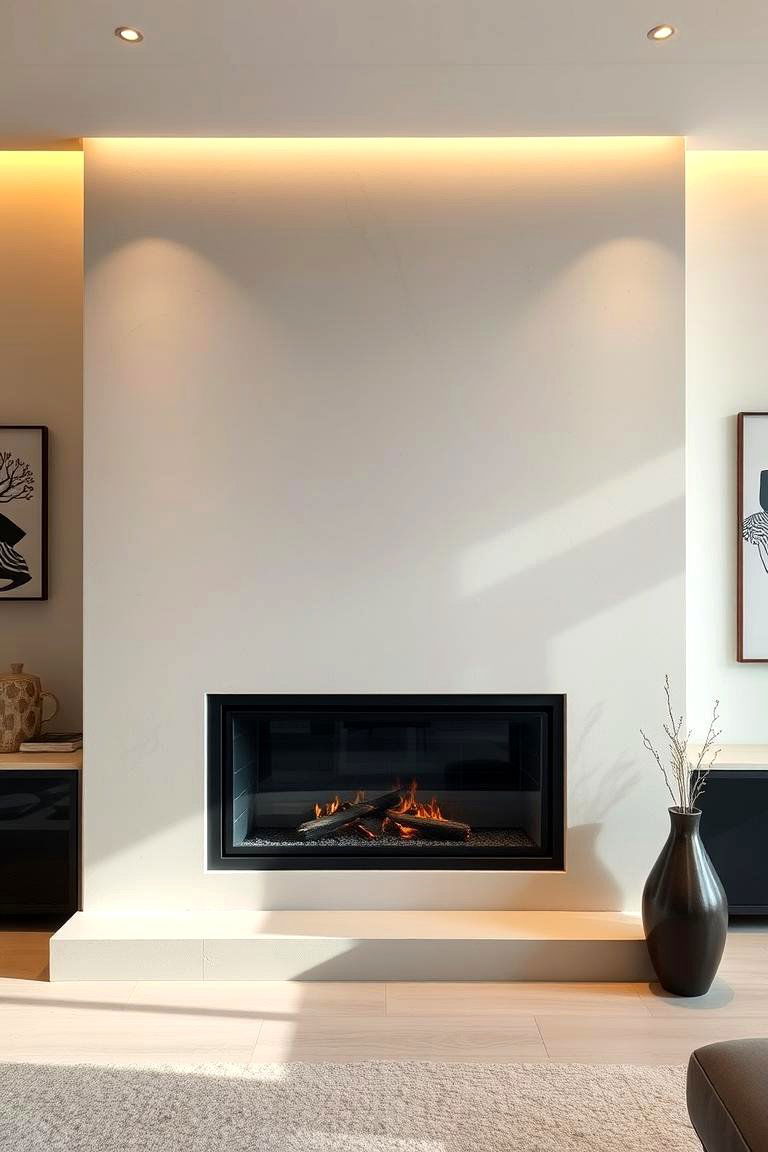 Sleek and Smooth Stucco Fireplace - 24 Stucco Fireplace Ideas