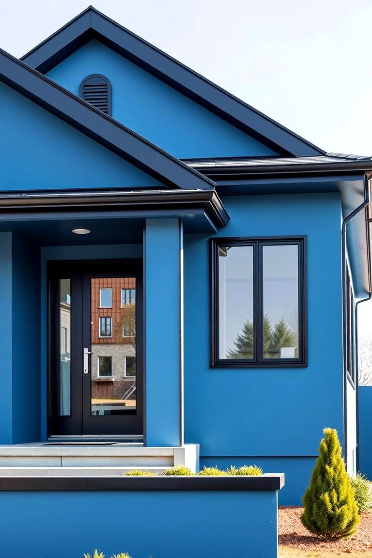 Sleek and Streamlined Design - 24 Blue House With Black Trim Ideas