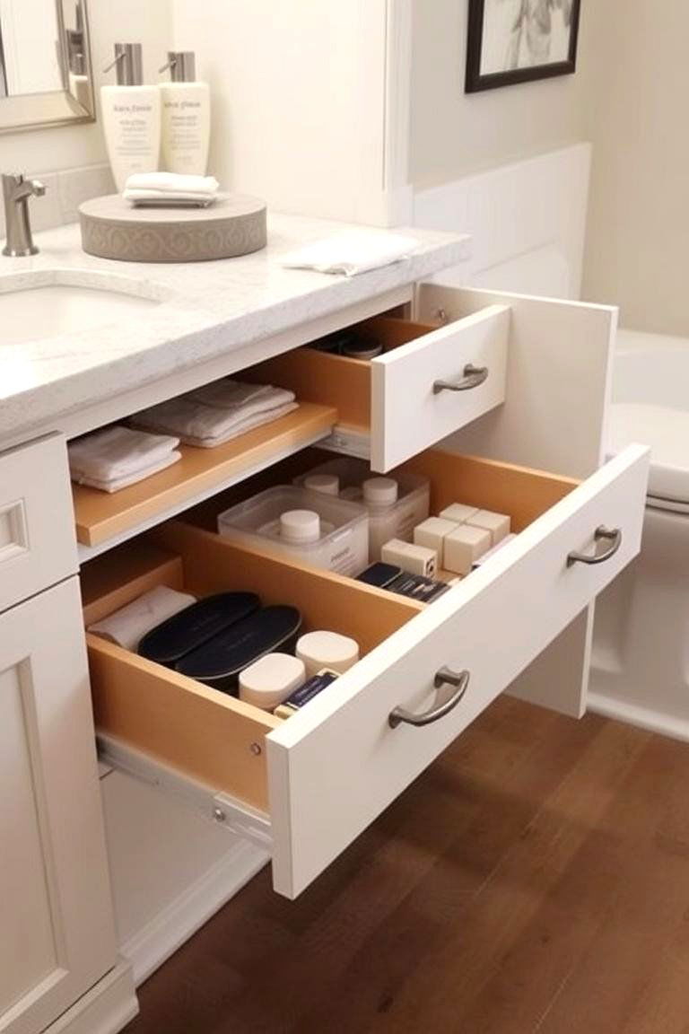 Slide Out Drawers for Deep Cabinets - 24 Bathroom Cabinet Organizing Ideas