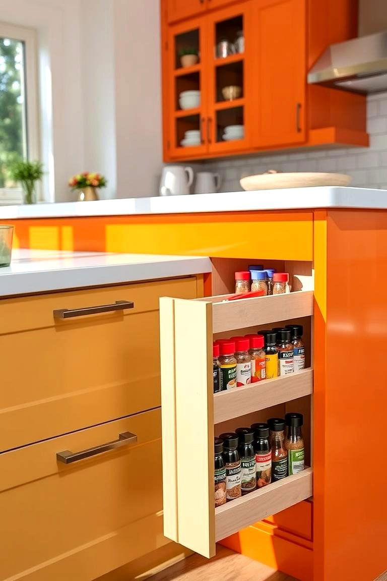 Slide Out Spice Rack - 24 Kitchen Island Storage Ideas