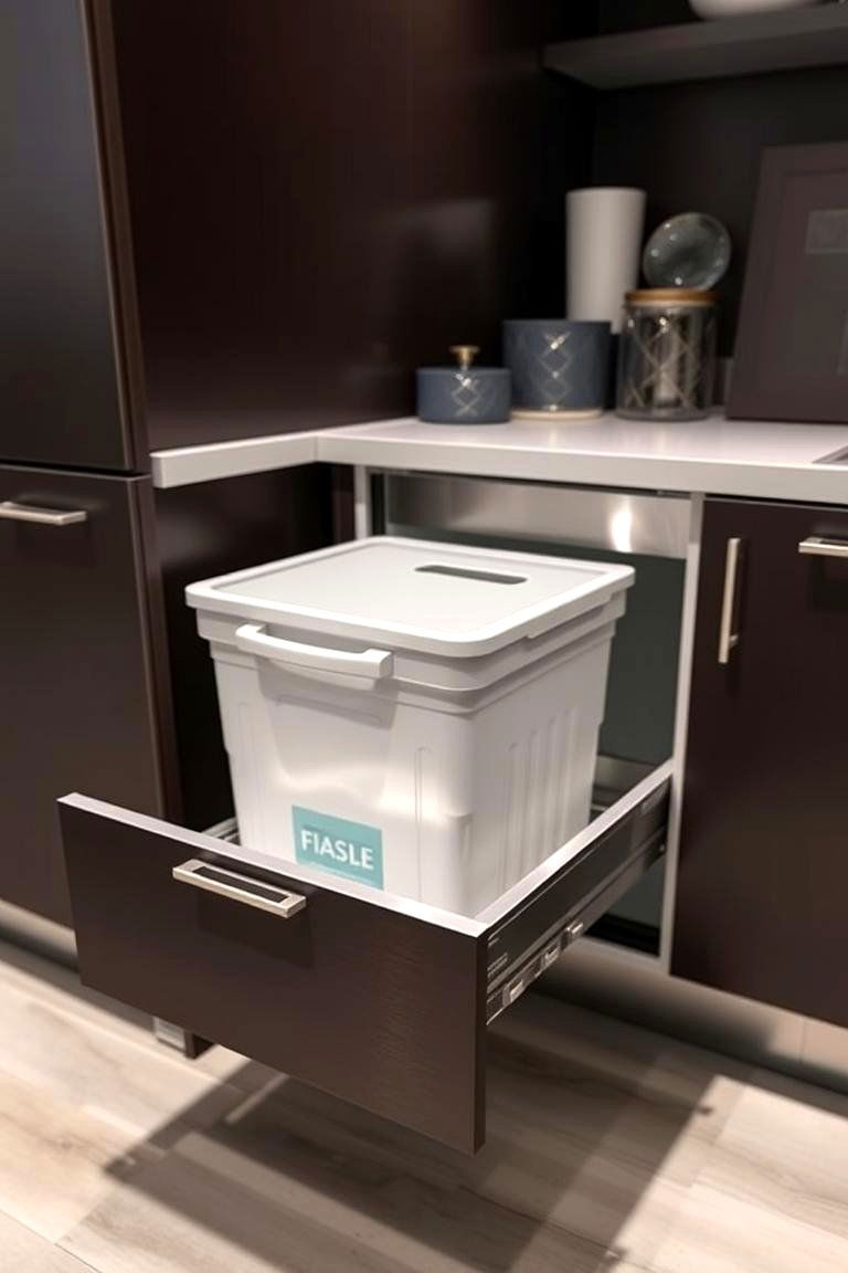 Slide Out Trash Can Drawers - 24 Garbage Can Storage Ideas