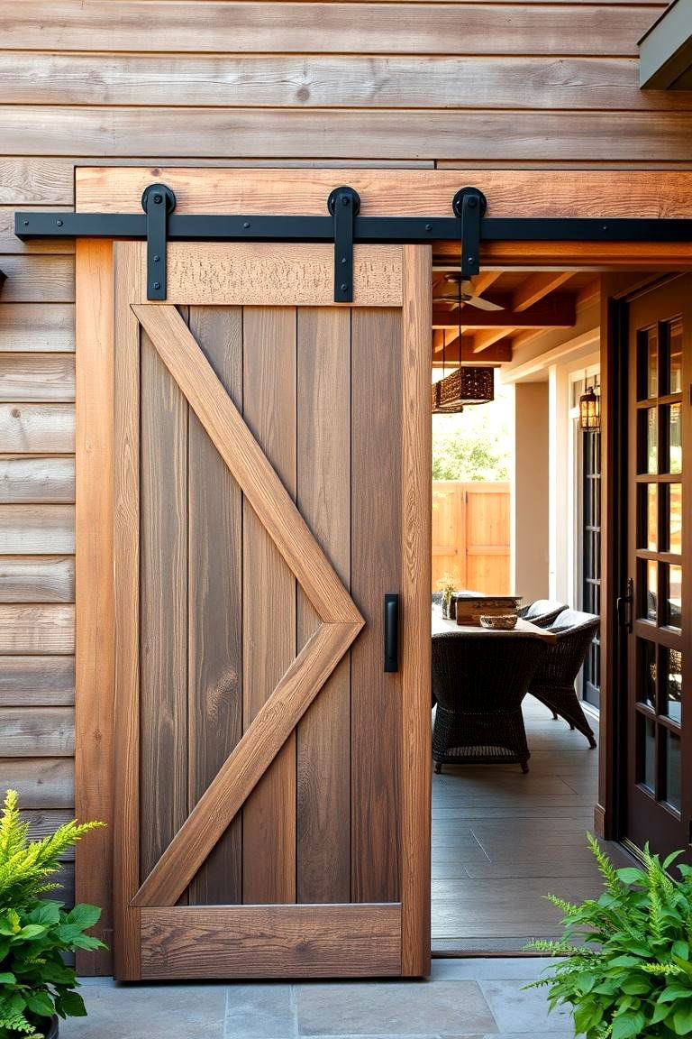 Sliding Barn Door Accents - 24 Farmhouse Patio Ideas