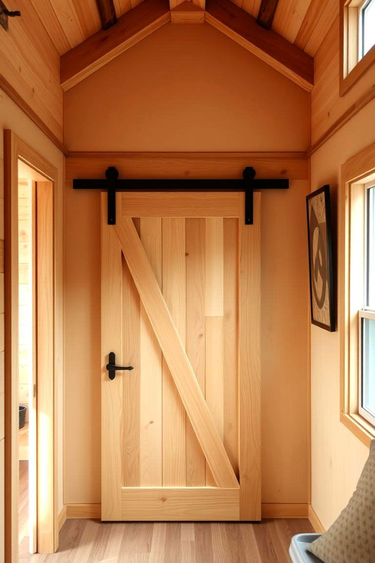 Sliding Barn Door Interior - 24 Rustic Tiny House Ideas