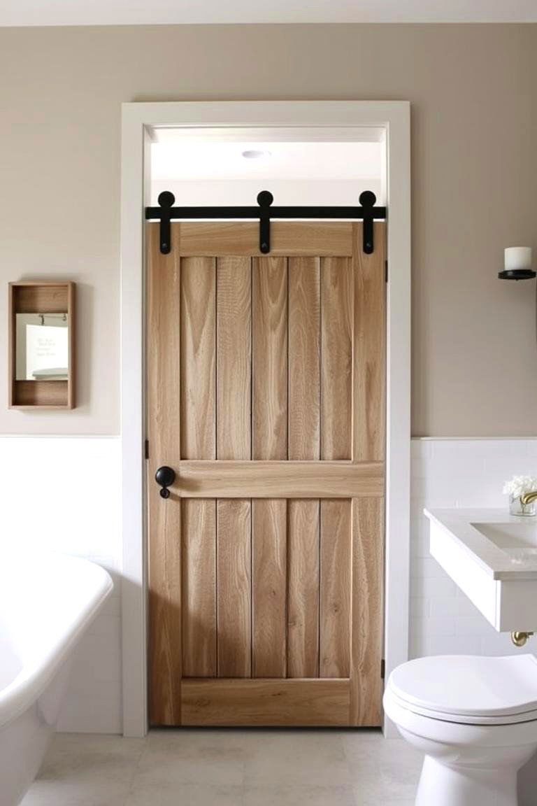 Sliding Barn Door for a Rustic Look - 24 Bathroom Door Ideas