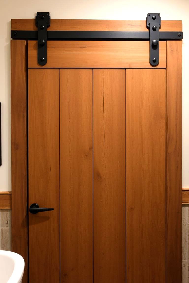 Sliding Barn Door with Barn Style Hinges for a Vintage Look - 24 Bathroom Barn Door Ideas