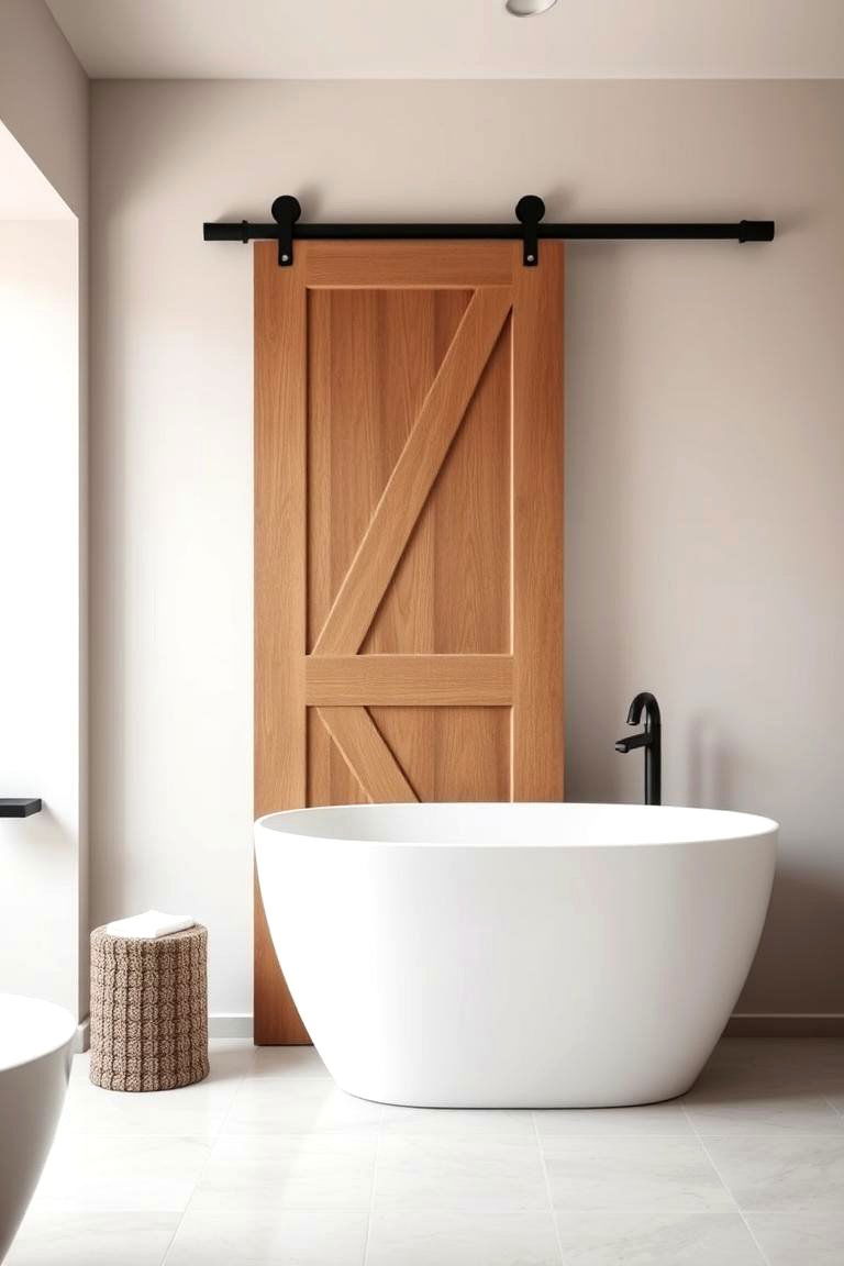 Sliding Barn Door with Minimalist Design - 24 Bathroom Barn Door Ideas