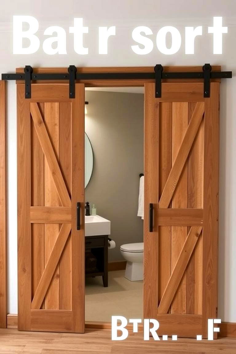 Sliding Barn Doors for Space Efficiency - 24 Farmhouse Bathroom Ideas