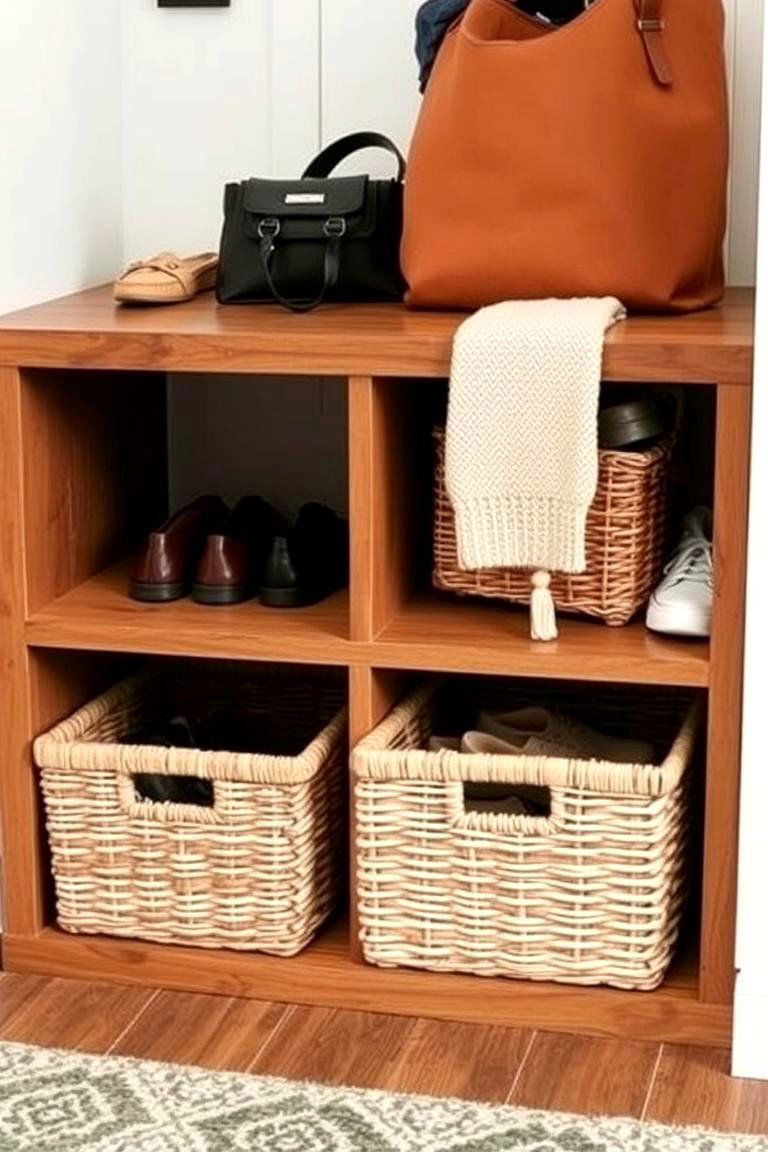 Sliding Baskets for Easy Access - 24 Farmhouse Mudroom Ideas