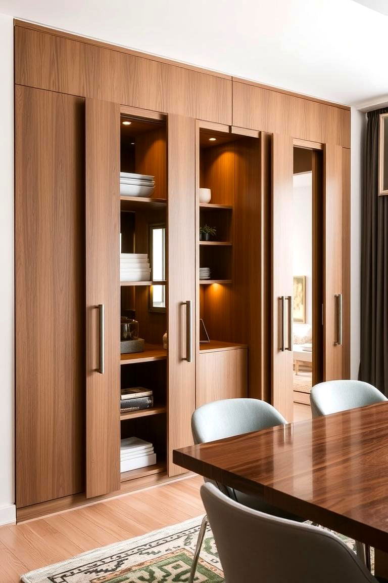 Sliding Door Cabinets for Seamless Storage - 24 Dining Room Storage Ideas