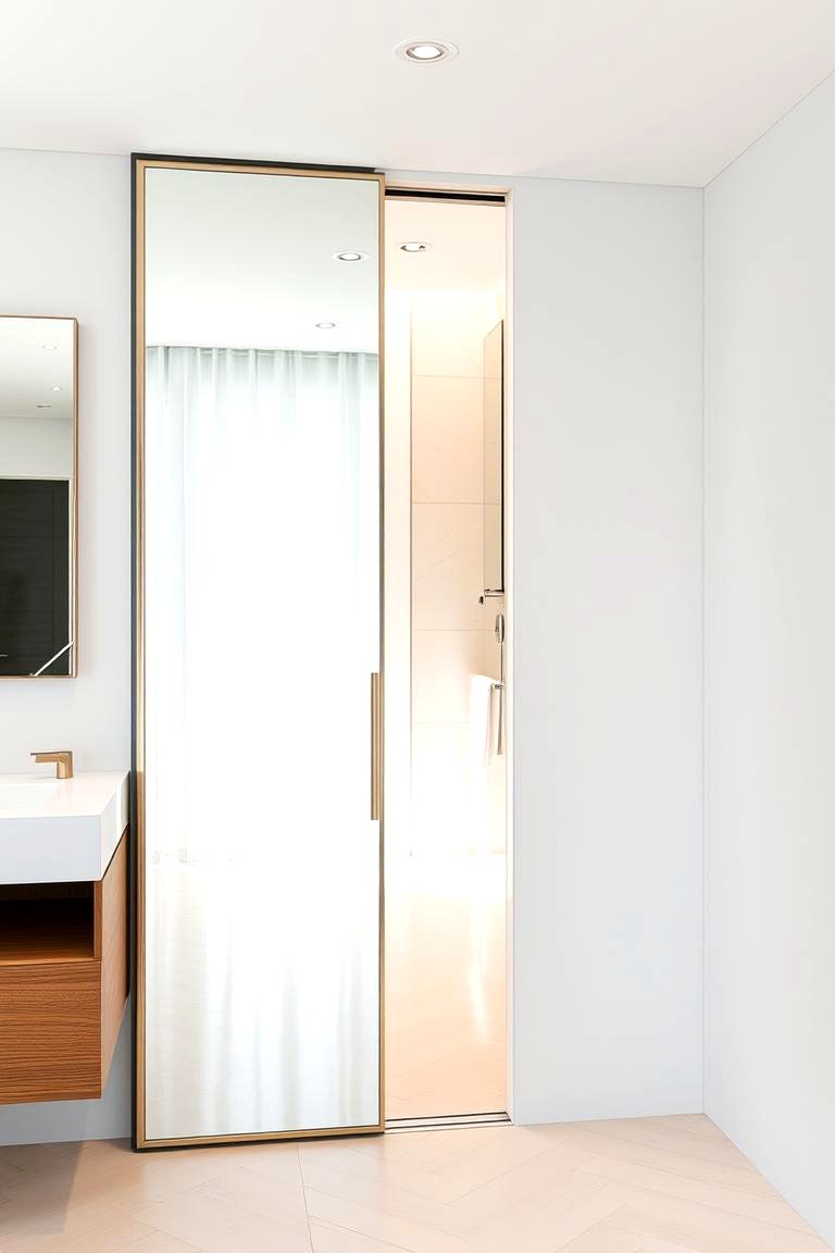 Sliding Mirror Pocket Door - 24 Bathroom Pocket Door Ideas