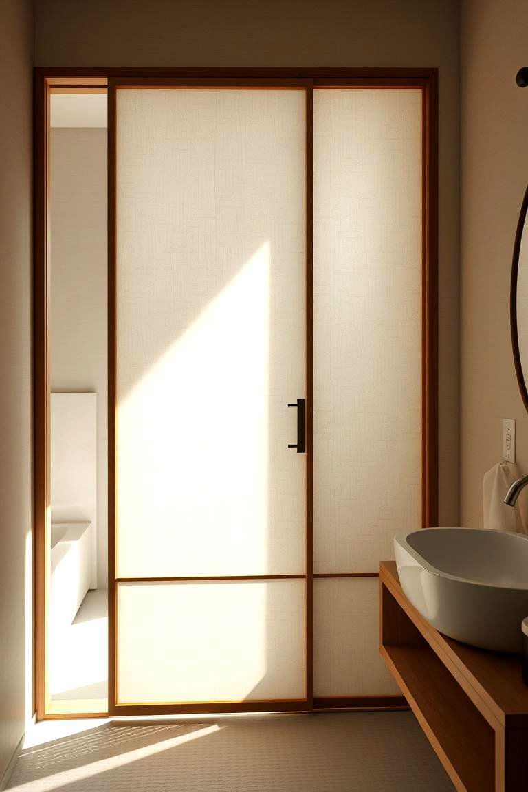 Sliding Paper Doors - 24 Japandi Bathroom Ideas