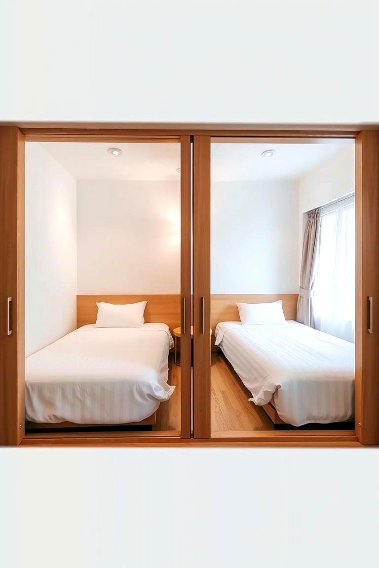 Sliding Partition with Two Beds - 24 2 Beds in One Small Room Ideas