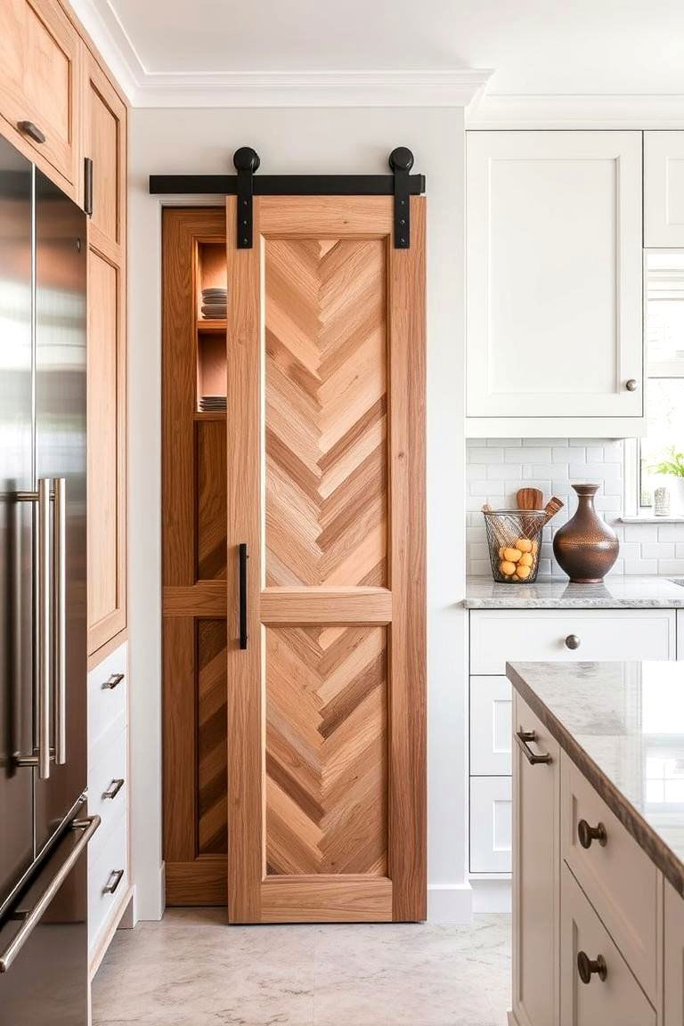 Sliding Track Door with Decorative Panels - 24 Pantry Door Ideas