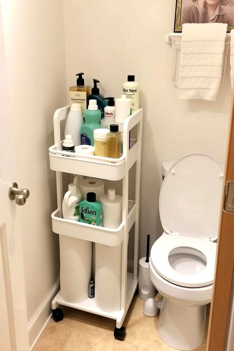 Slim Rolling Cart - 24 Over Toilet Storage Ideas