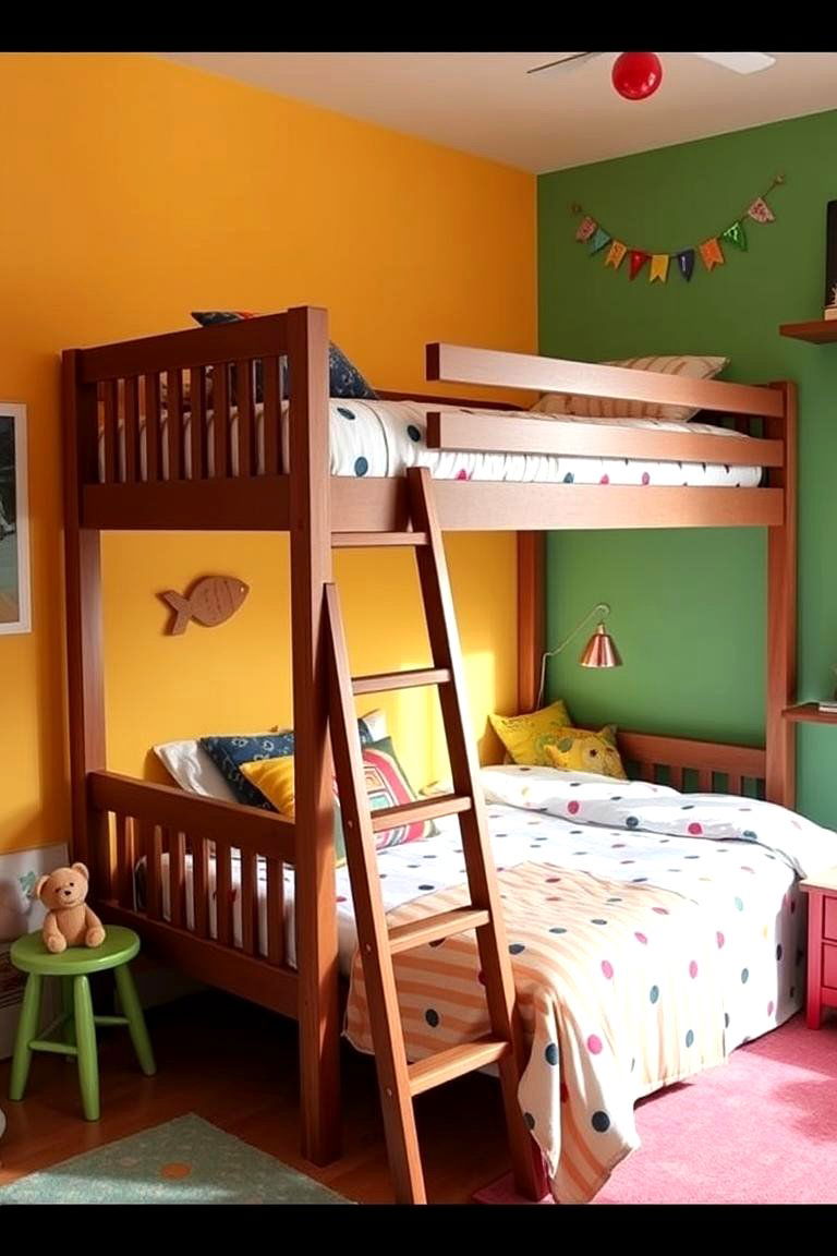 Small Bunk Bed with a Ladder - 24 2 Beds in One Small Room Ideas
