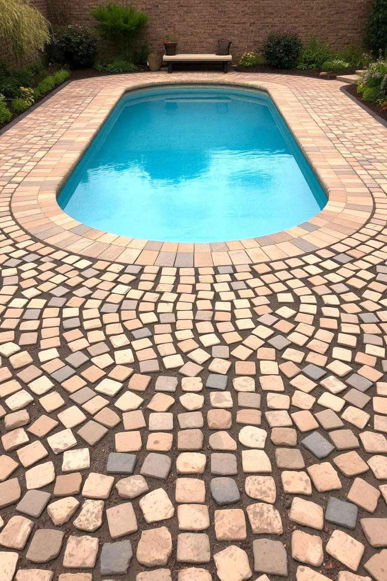 Small Cobblestone Pavers for Rustic Charm - 24 Pavers Around Pool Ideas
