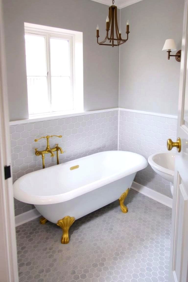 Small Hexagon Gray Tiles for Texture - 24 Gray Floor Bathroom Ideas