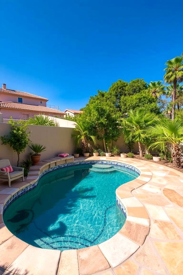 Small Pool with Built in Seating - 24 Small Pool Ideas