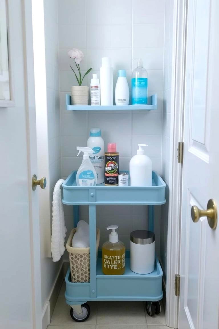 Small Rolling Cart for Versatile Storage - 24 Small Bathroom Shelving Ideas