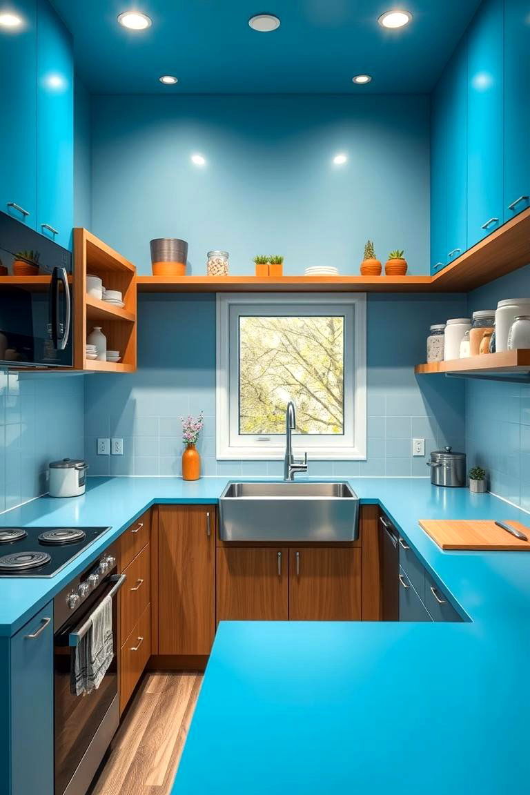 Small Space Innovation - 24 kitchens with blue countertops