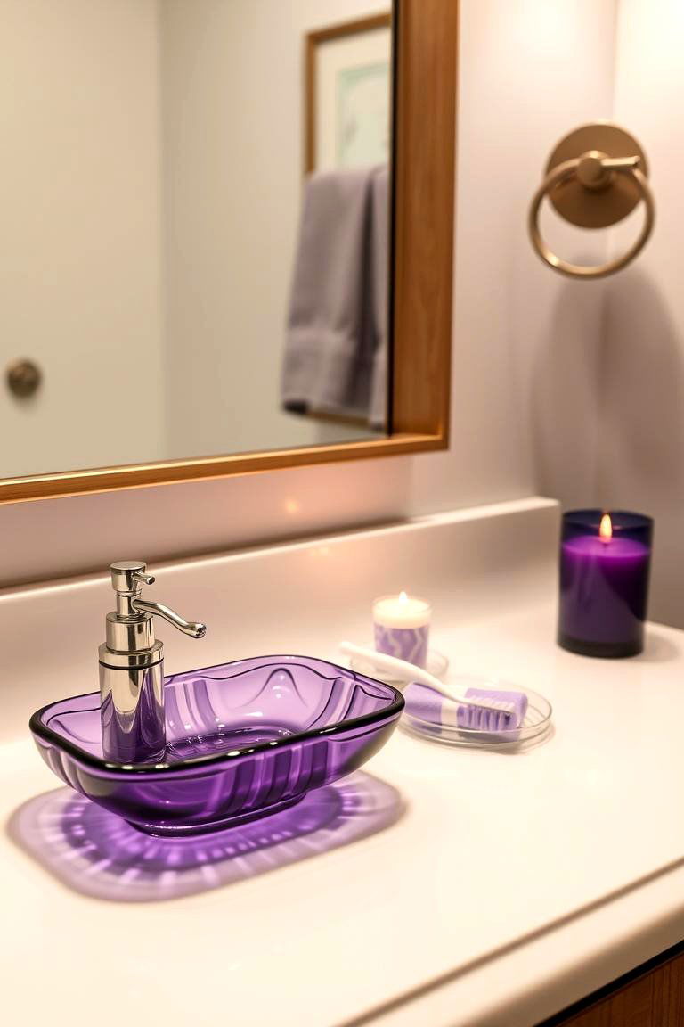 Small Touches Purple Candles and Accessories - 24 Purple Bathroom Ideas
