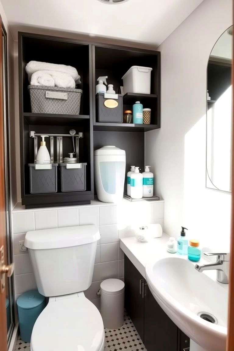 Smart Cleaning Tools and Storage - 24 Dorm Bathroom Ideas