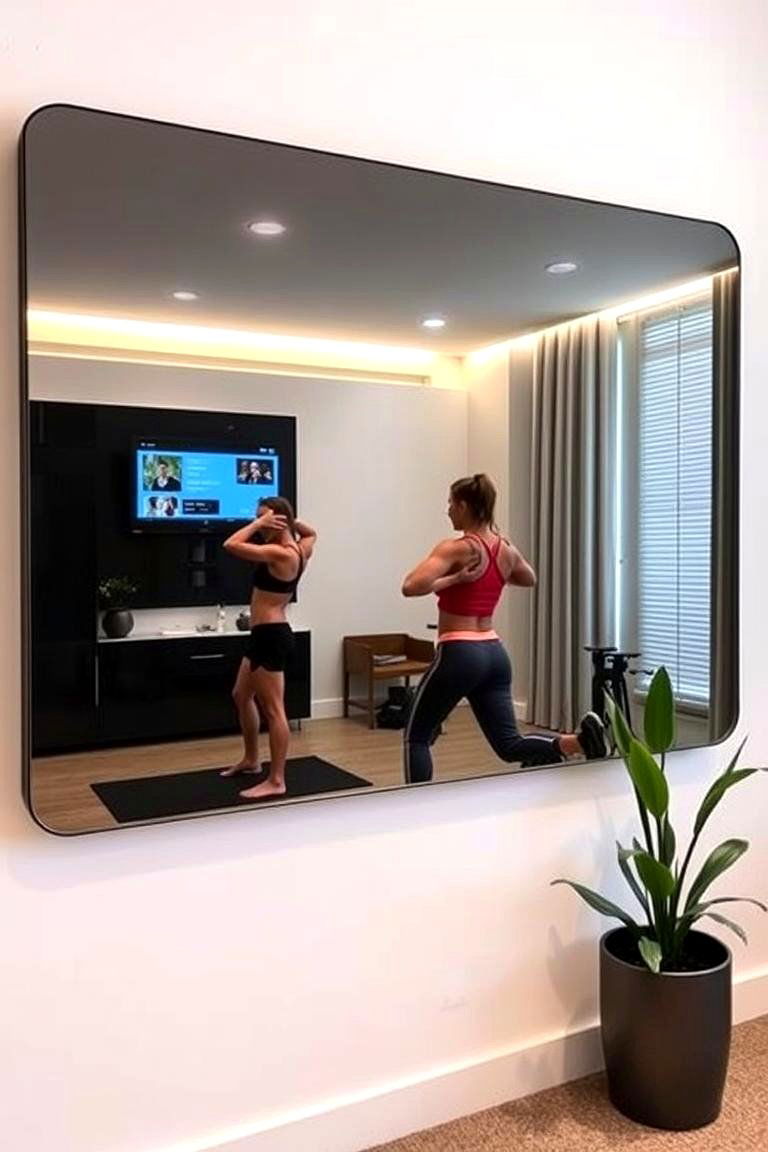 Smart Home Gym Mirror - 24 Small Home Gym Ideas