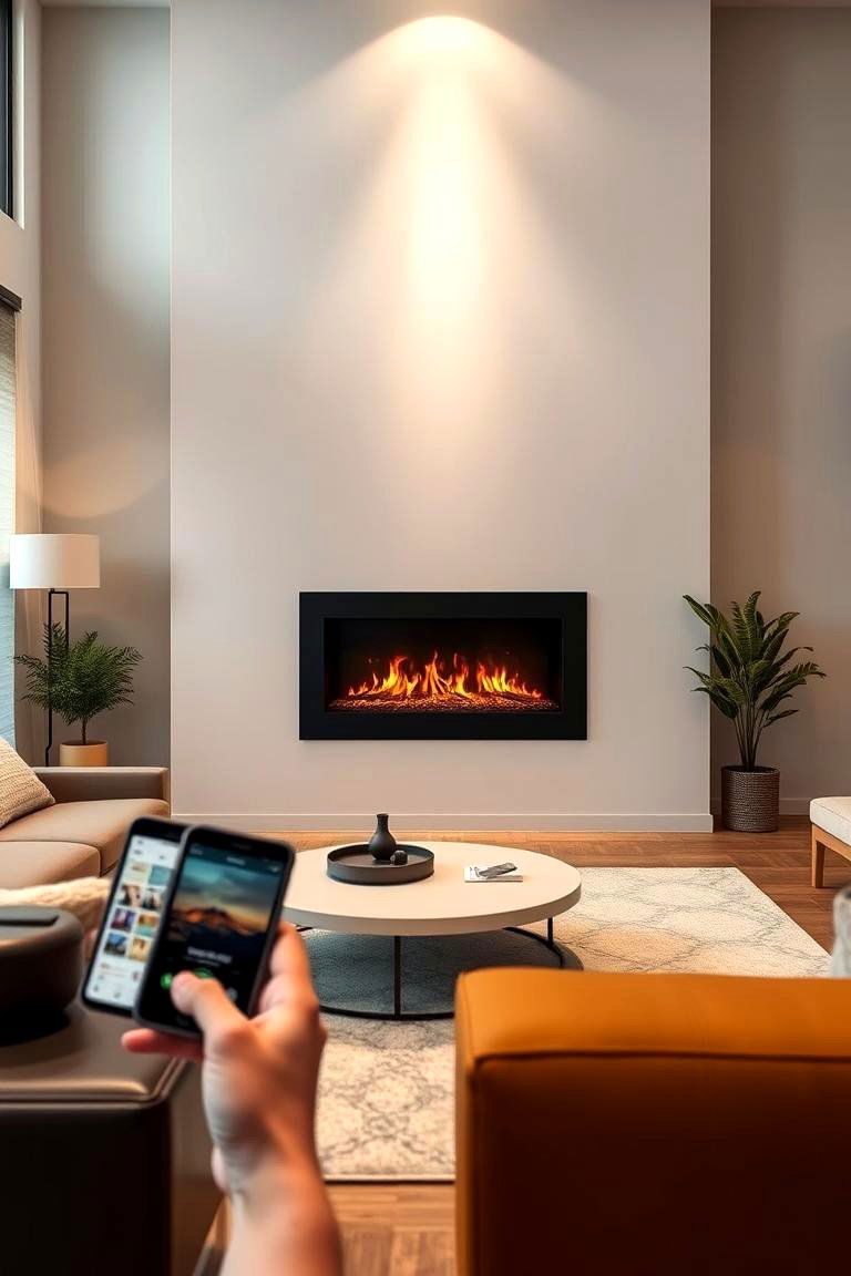 Smart Home Integrated Fireplace - 24 Small Living Room Fireplace Ideas