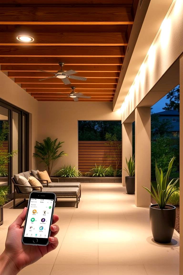 Smart Home Integrated Lights - 24 Covered Patio Lighting Ideas
