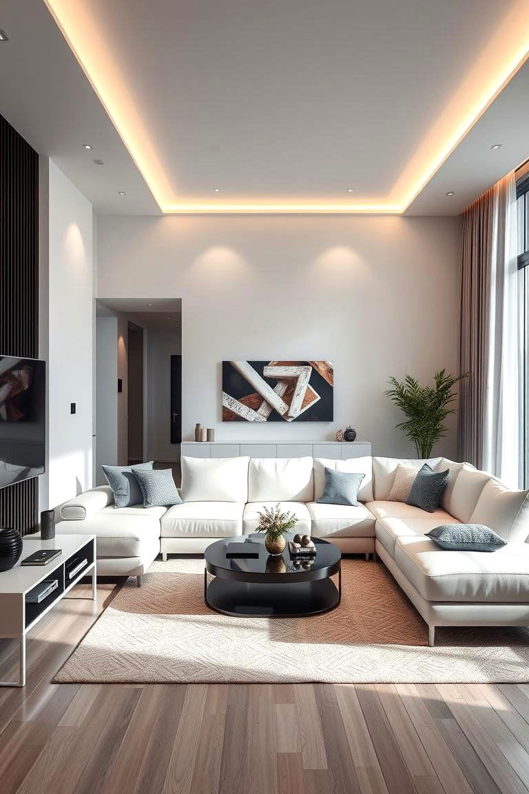 Smart Home Integration - 24 White Couch Living Room Ideas