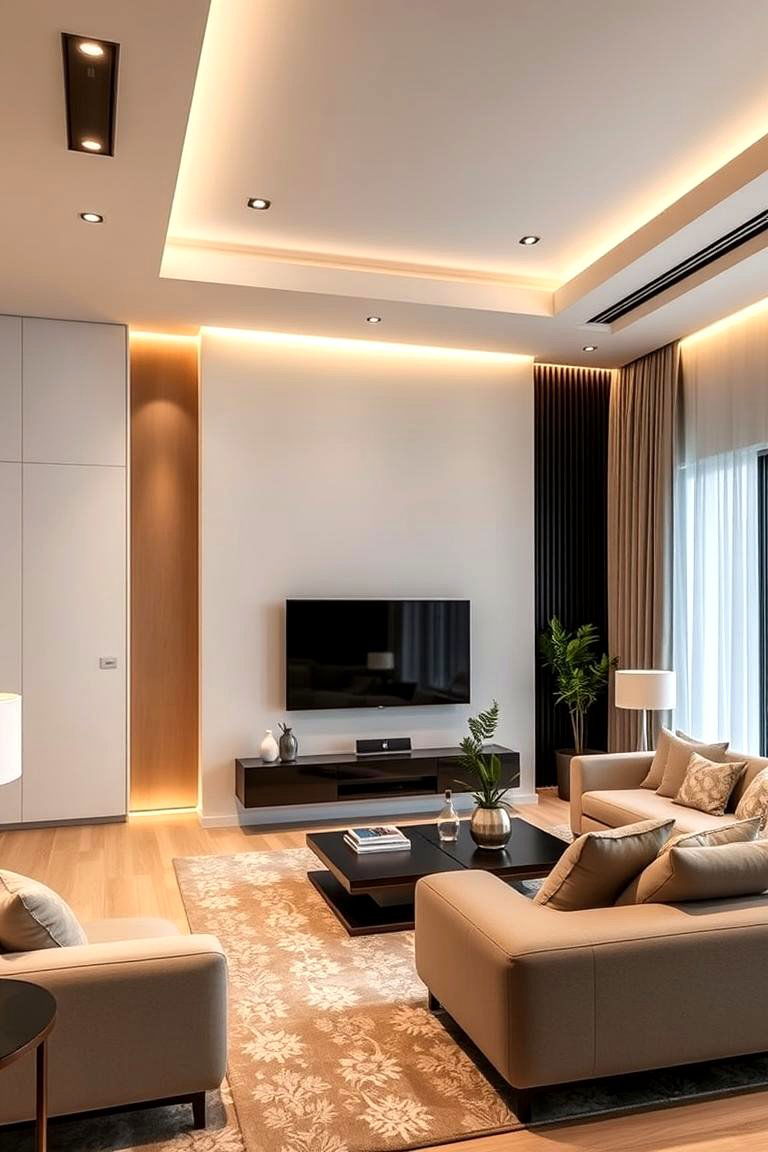 Smart Home Integration - 24 Dulux Egyptian Cotton Living Room Ideas