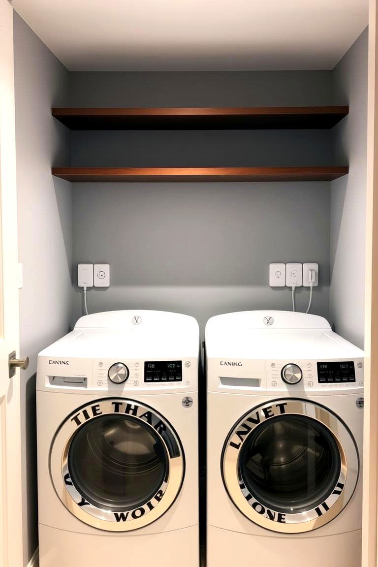 Smart Home Integration Tech Savvy Efficiency - 24 Small Laundry Room Ideas With a Top Load Washing Machine